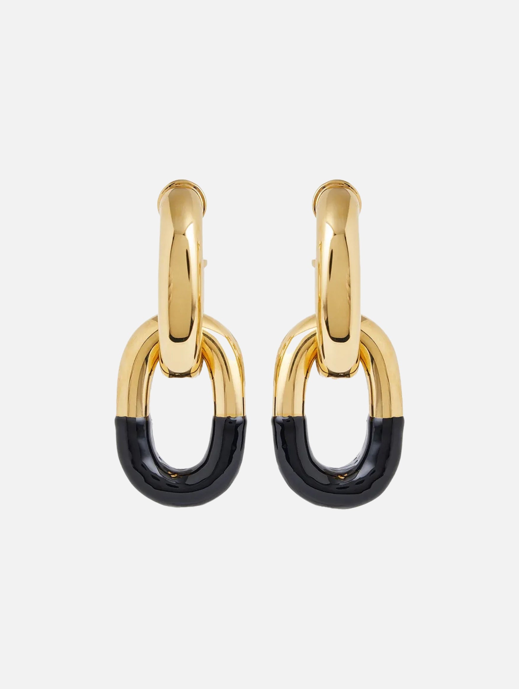 XL Link Earrings in Black & Gold
