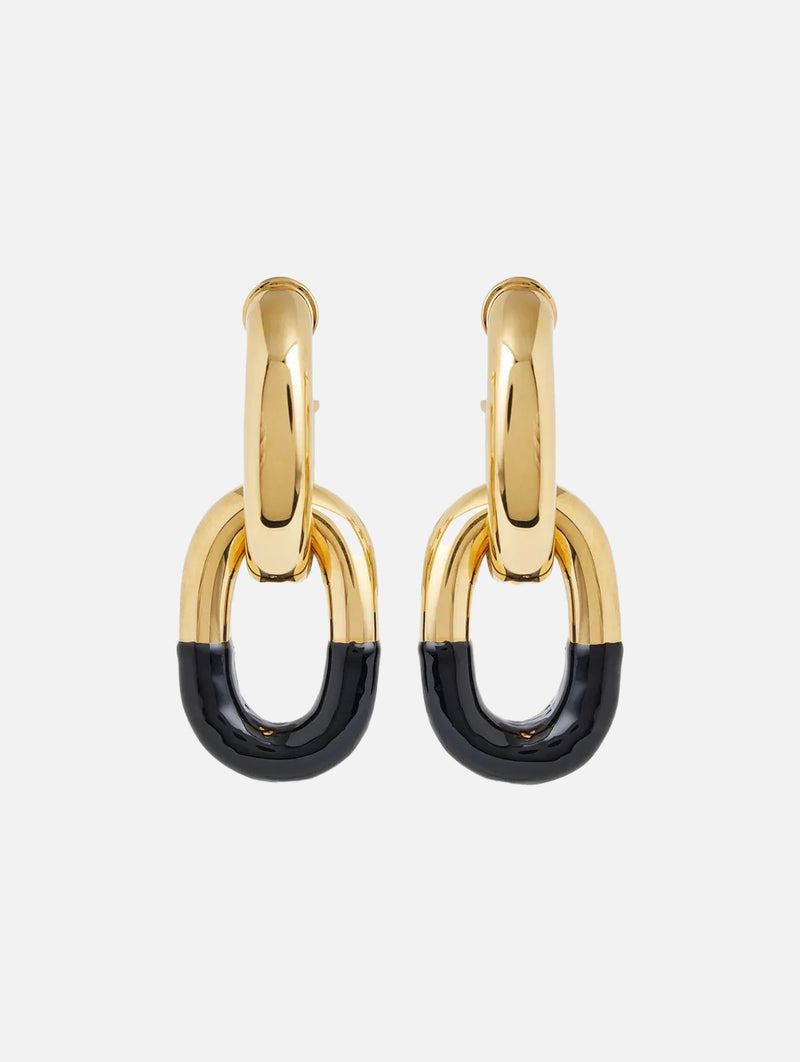 XL Link Earrings in Black & Gold