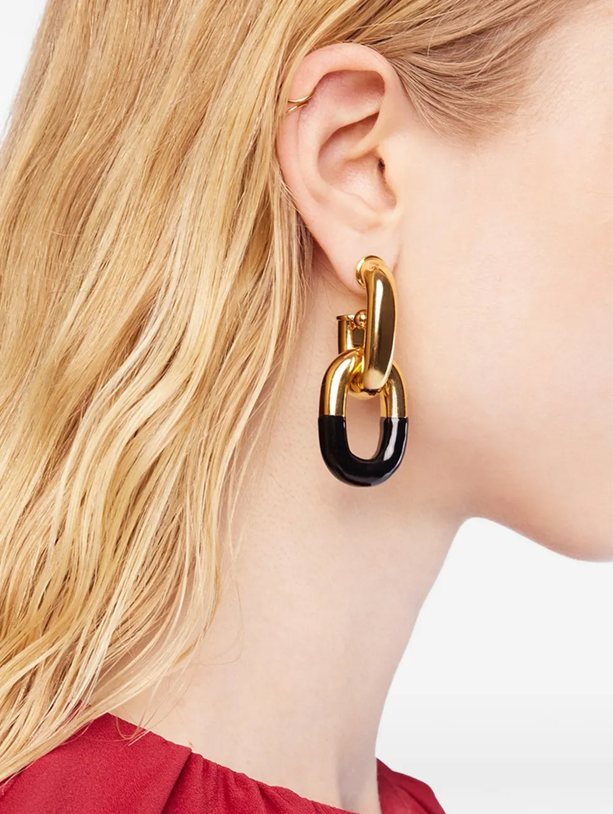 XL Link Earrings in Black & Gold