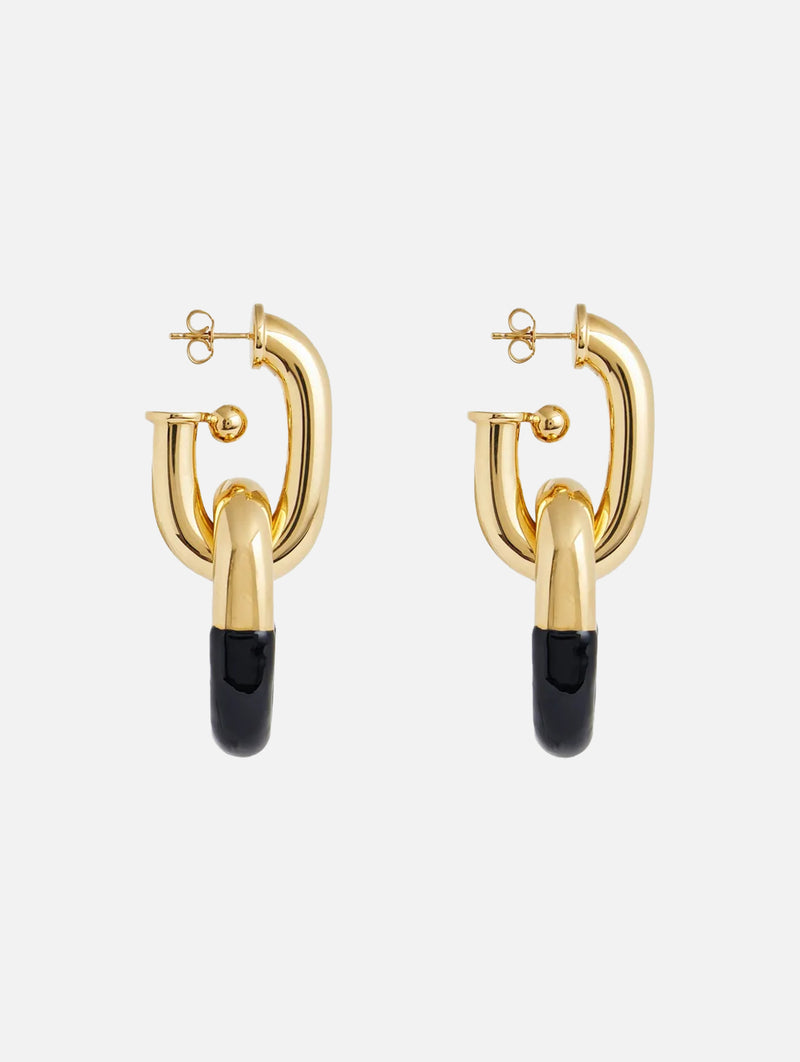 XL Link Earrings in Black & Gold