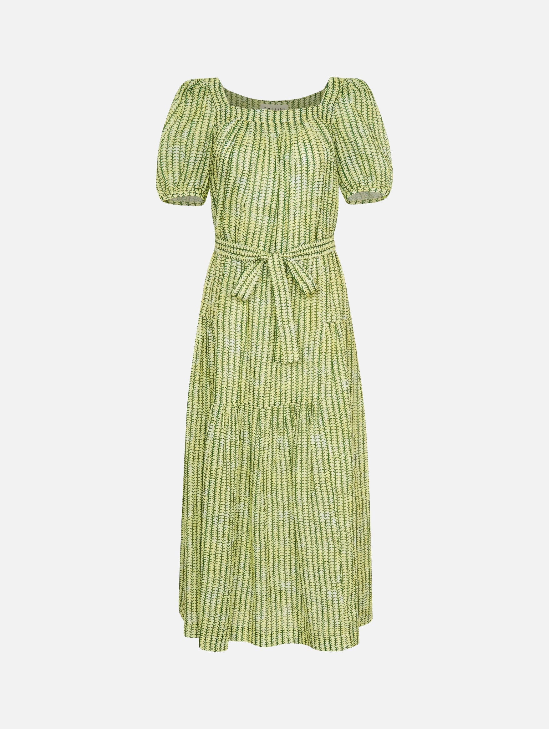 Yashi Linen Dress in Leafy Green Vines