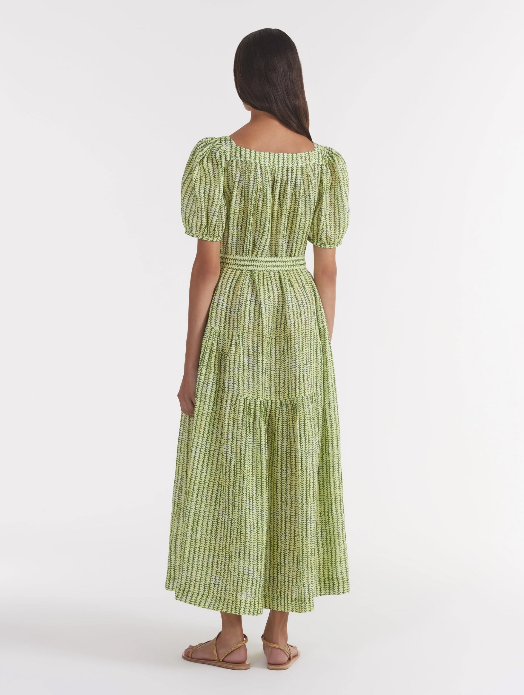 Yashi Linen Dress in Leafy Green Vines