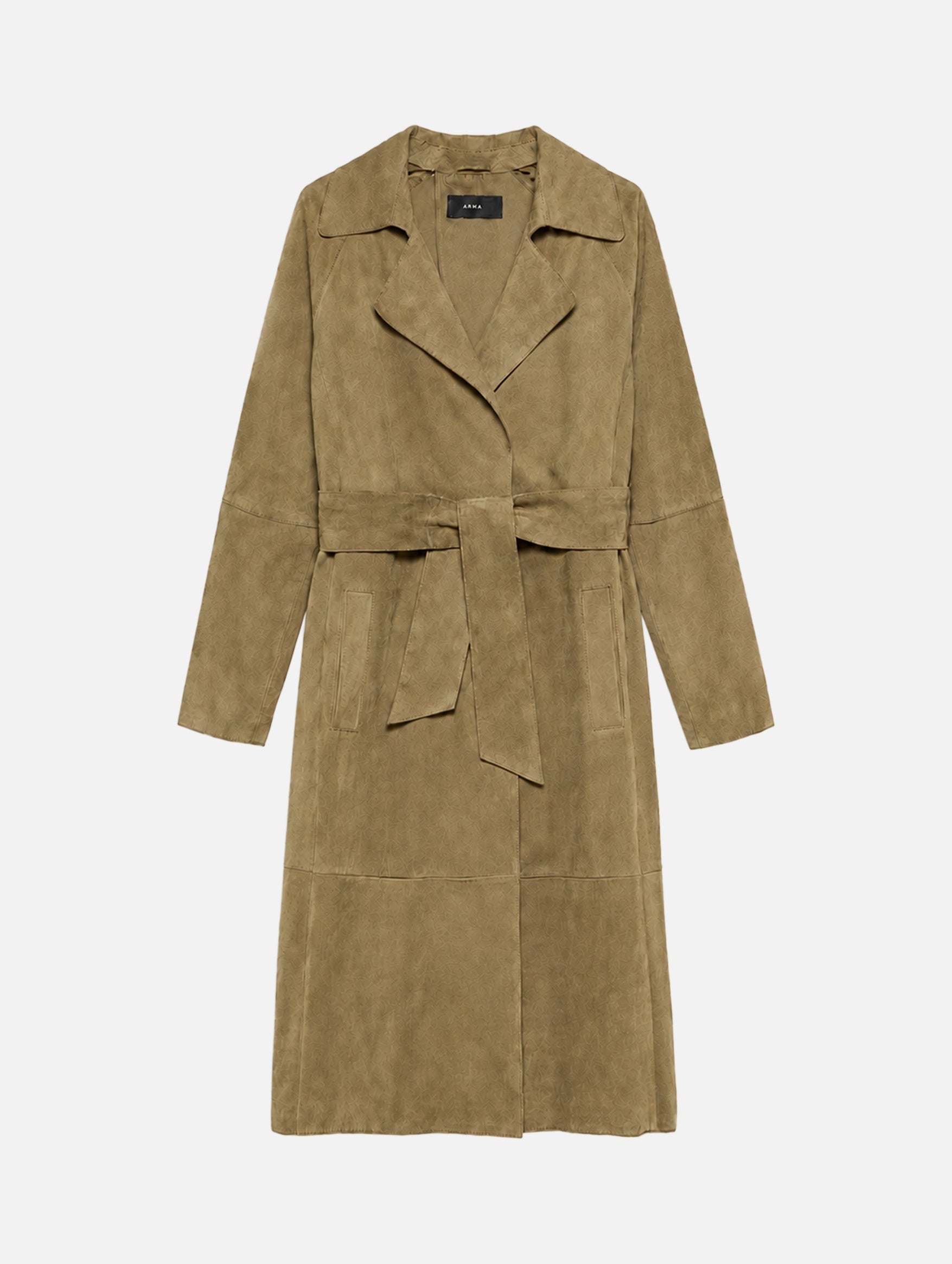 Yava Suede Coat in Dark Olive leather