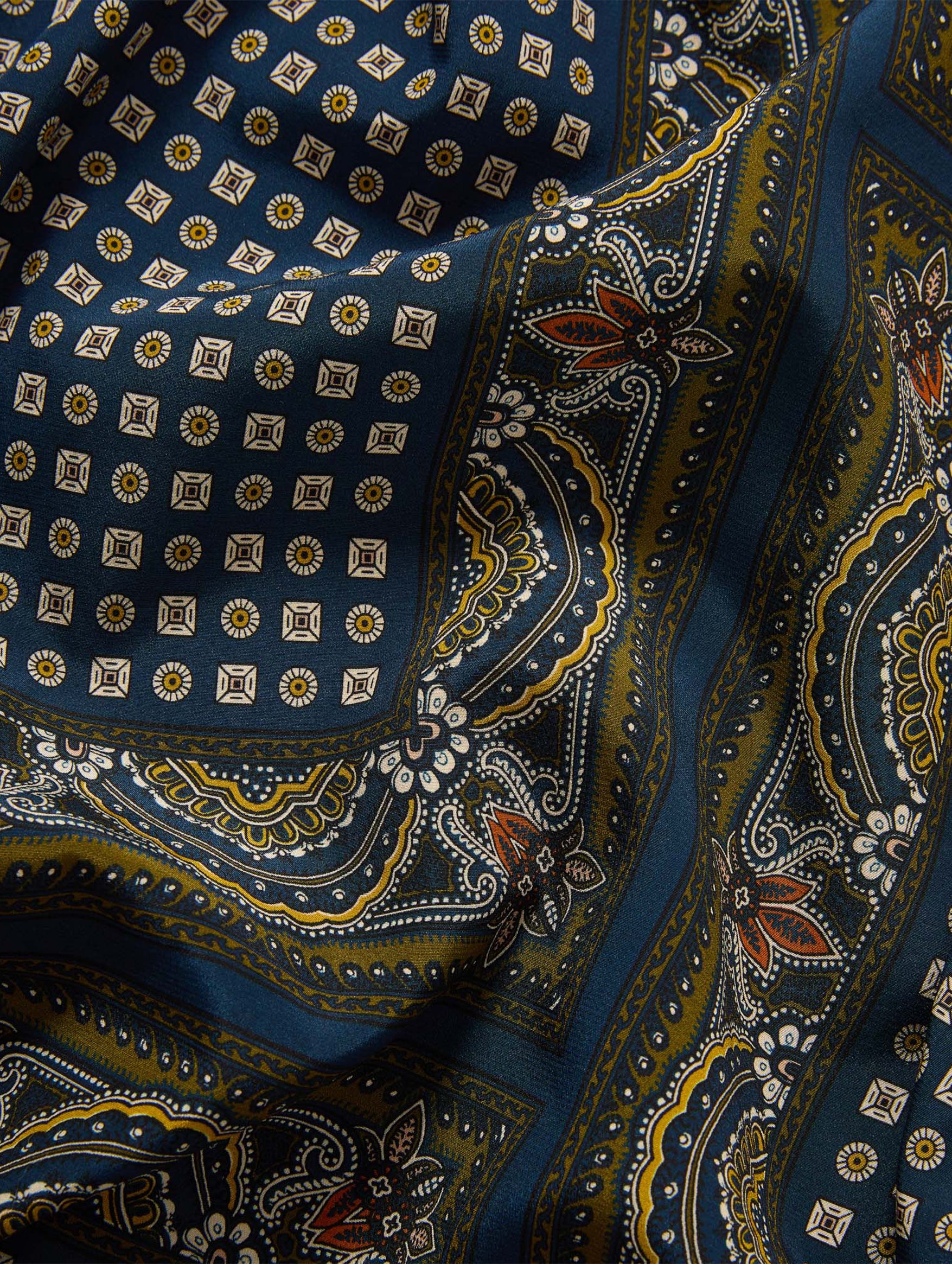 Yvonne Asymmetric Scarf Top in Heritage Navy Multi