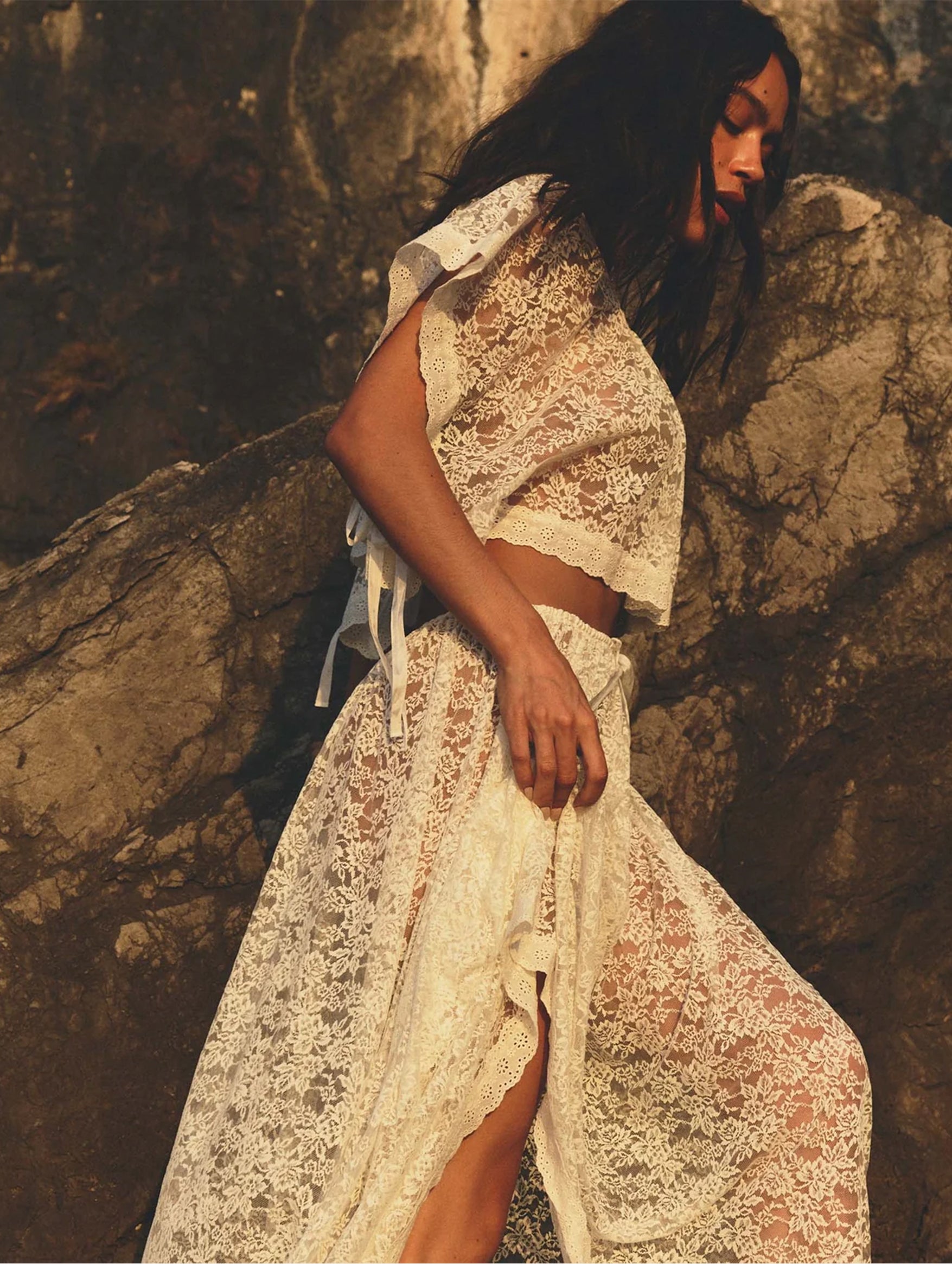 Zinnia Lace Skirt in Salt