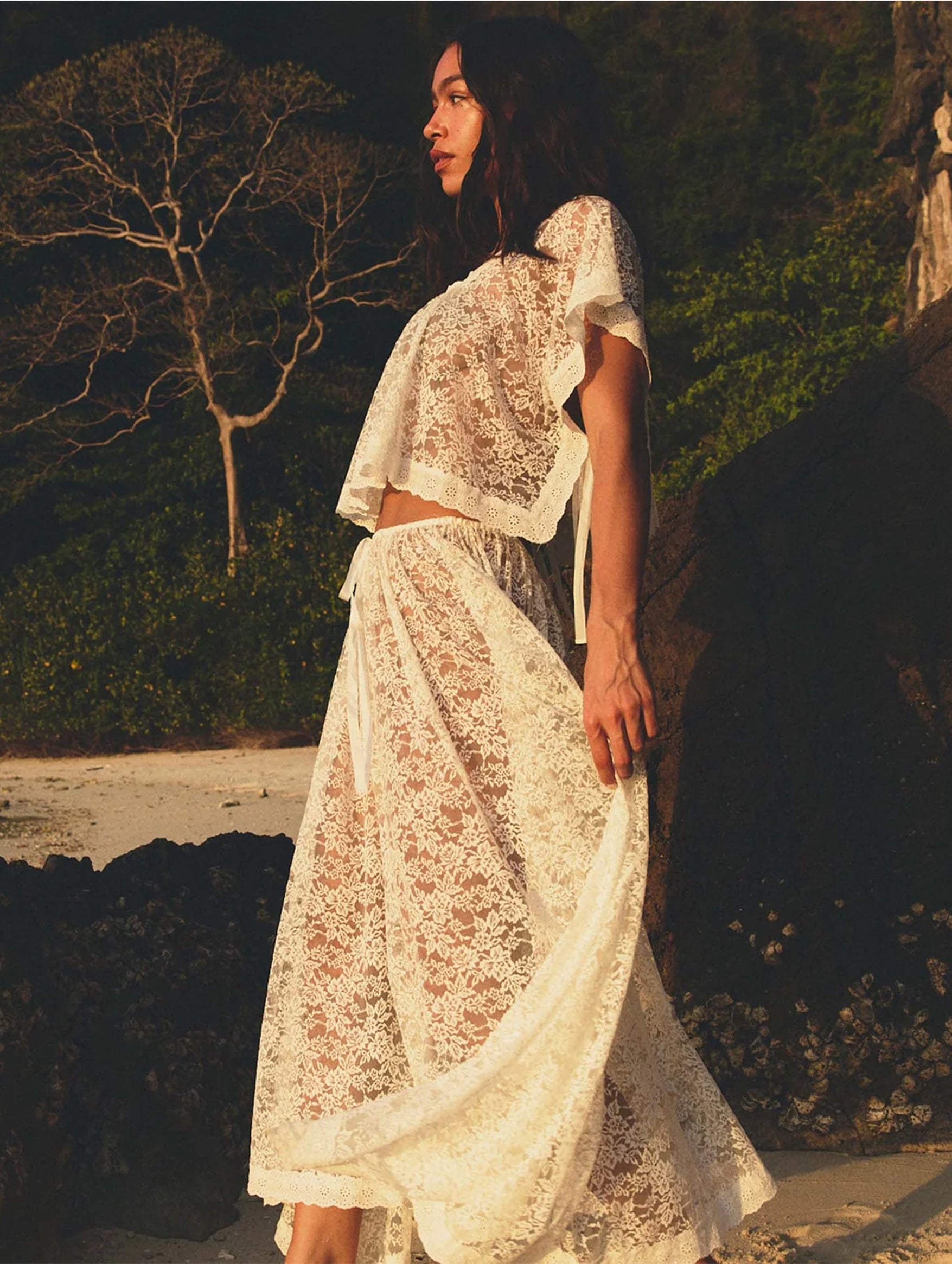 Zinnia Lace Skirt in Salt