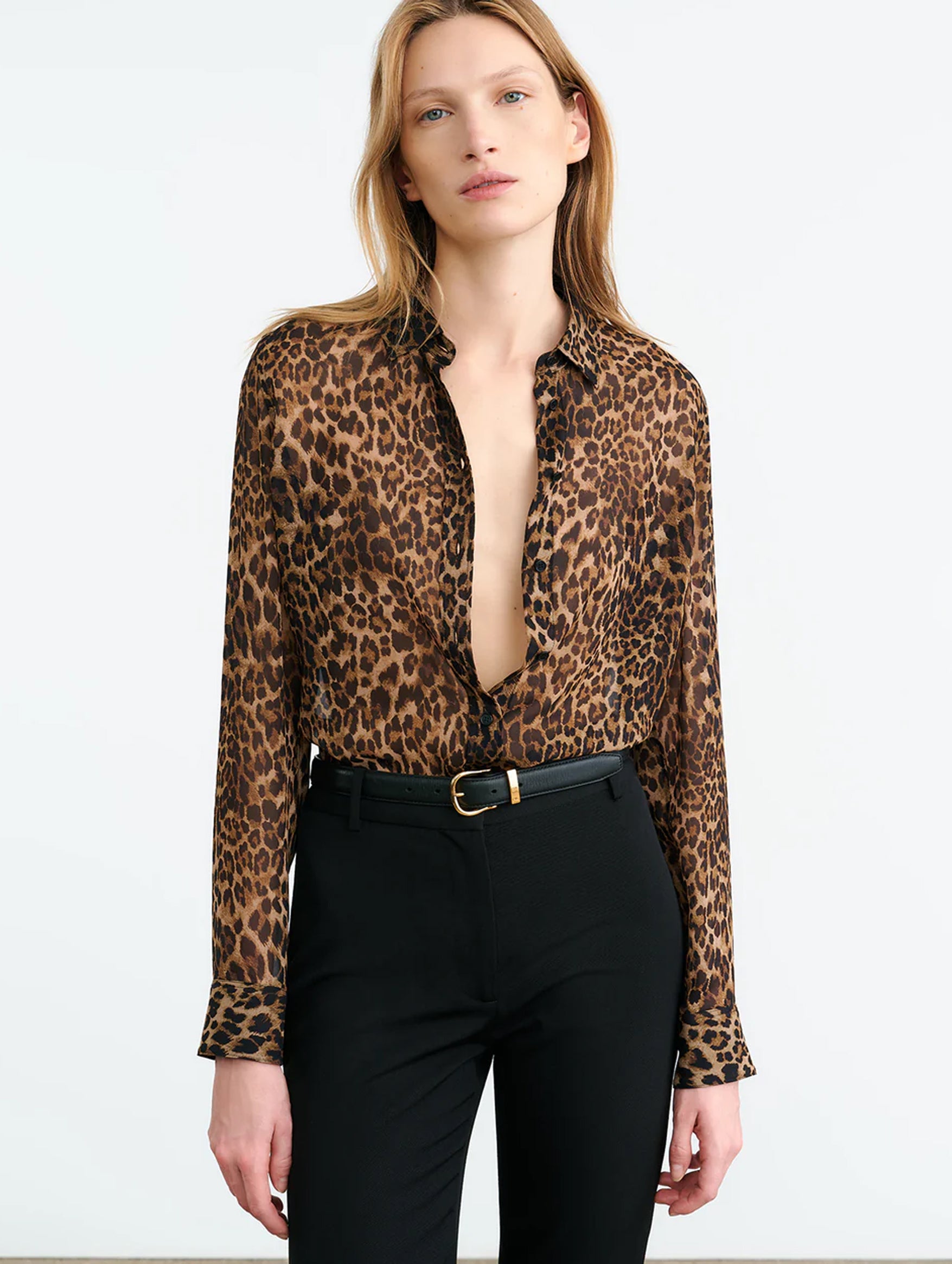 Gaia Slim Shirt in Vintage Leopard