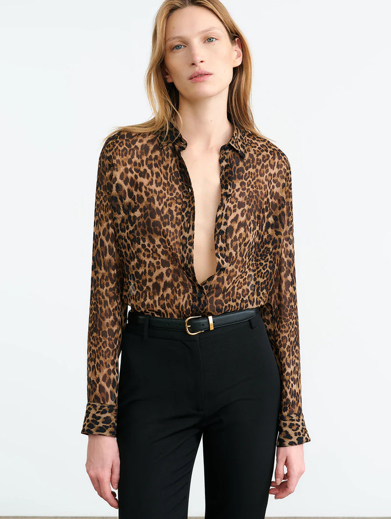 Gaia Slim Shirt in Vintage Leopard