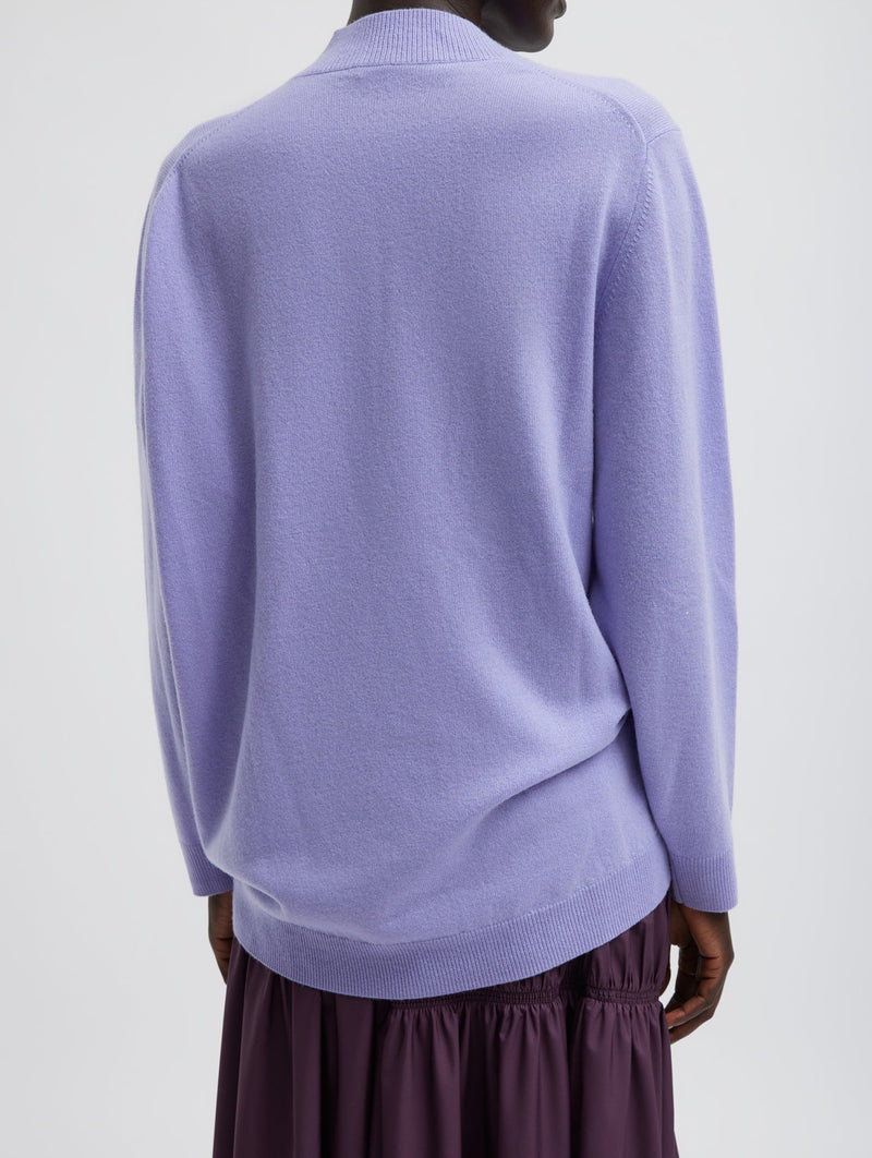 Cashmere Warp V-Neck Pullover in Lavender