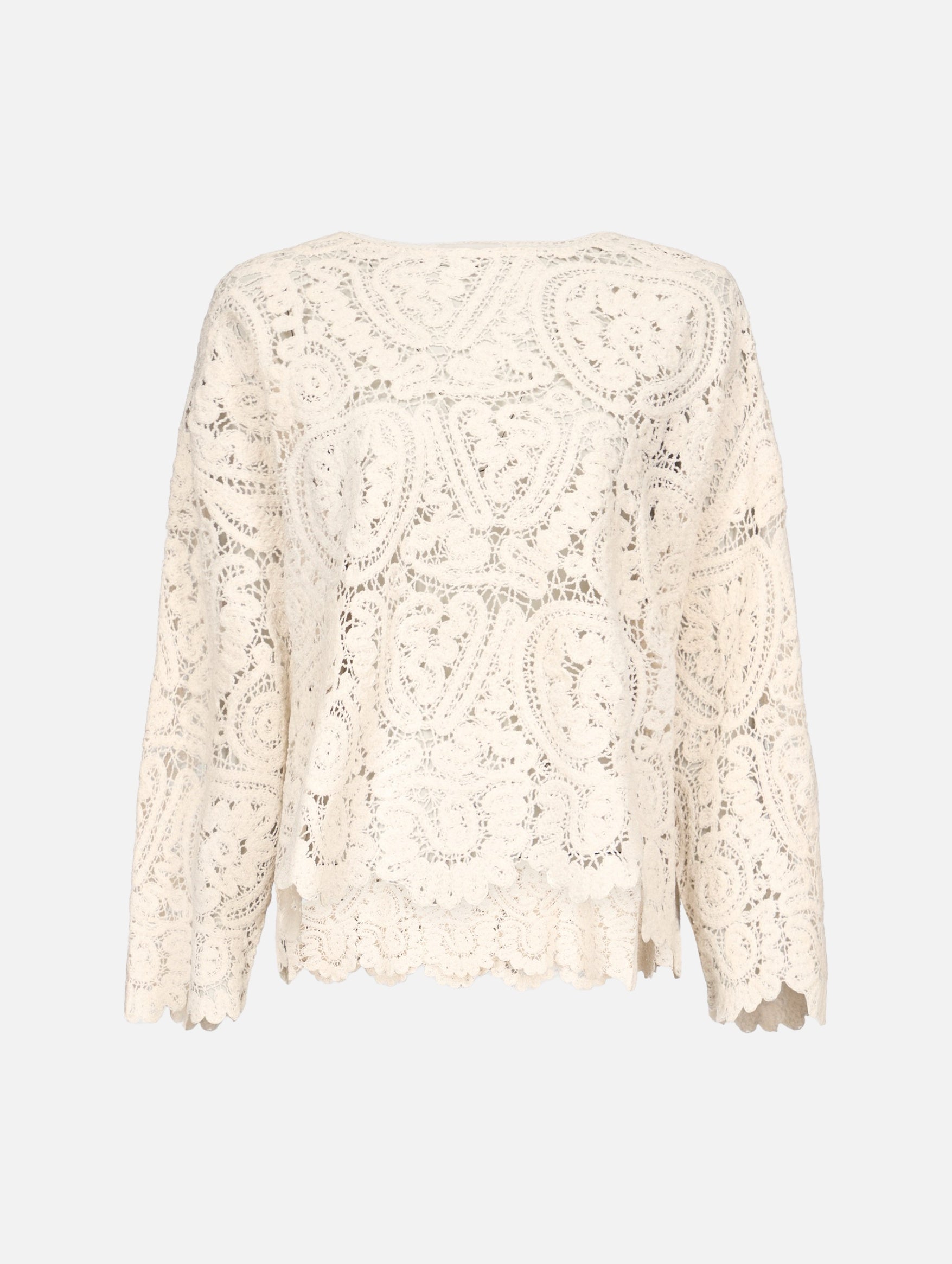 Arold Velvet Silk Crochet Sweater in Ivory