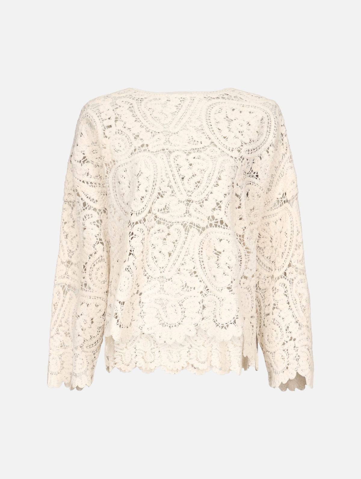 Arold Velvet Silk Crochet Sweater in Ivory