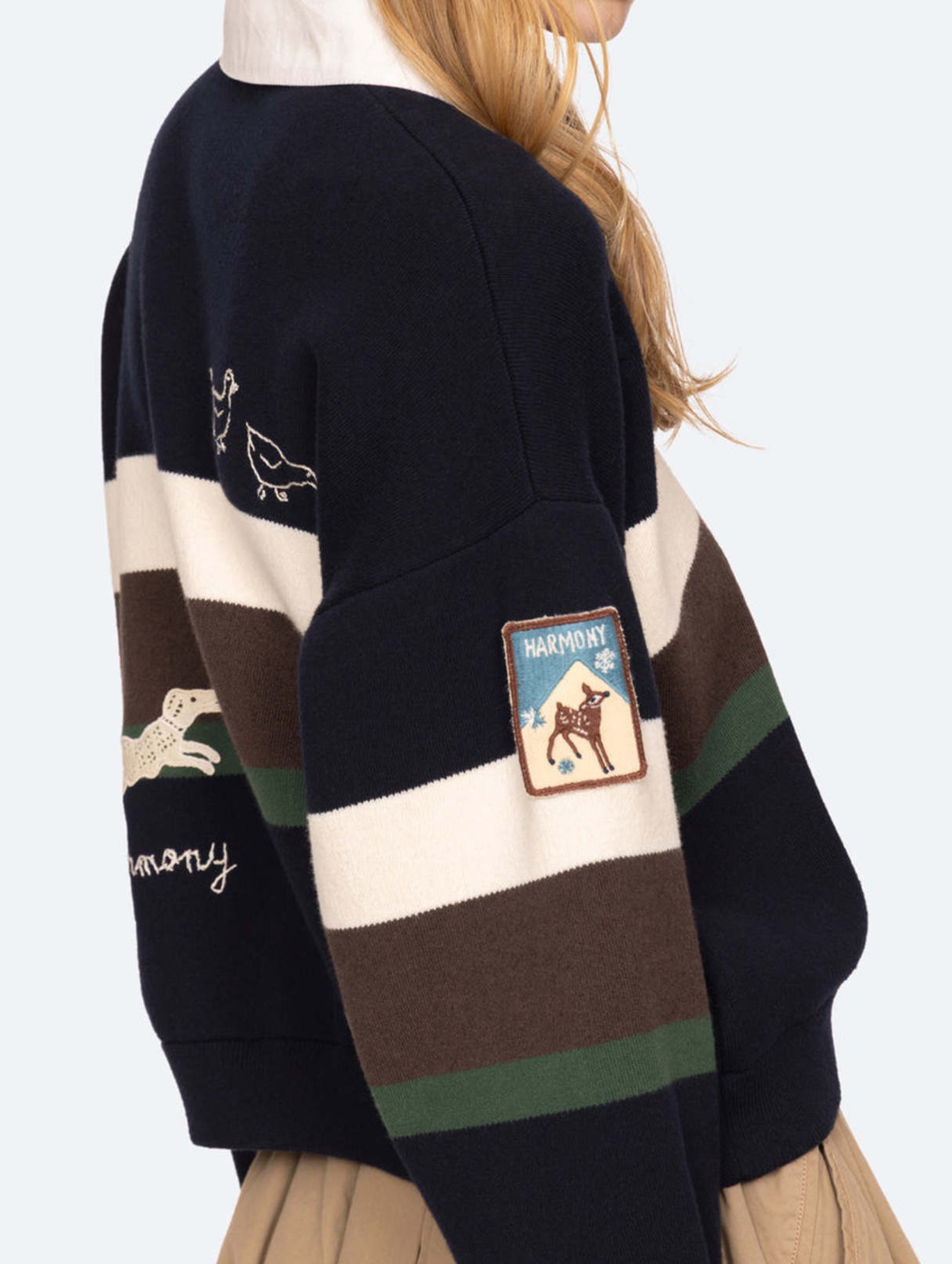 Arther Varsity Knit Rugby Shirt in Navy