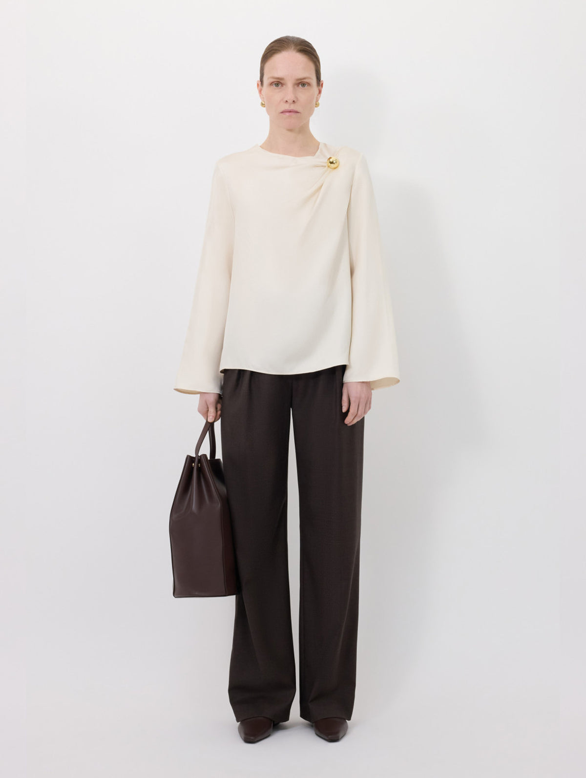 Azae Draped Blouse in Ivory