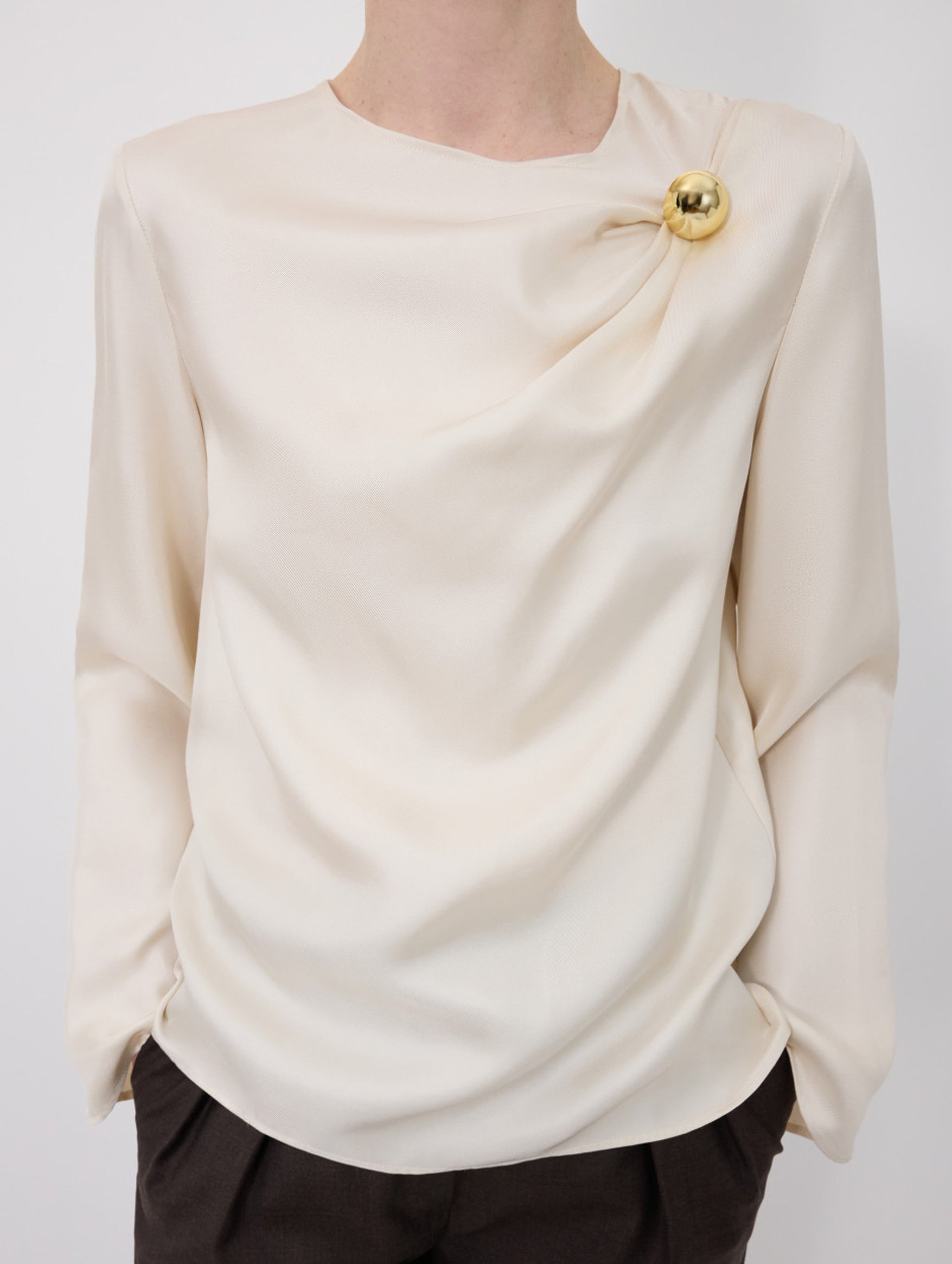 Azae Draped Blouse in Ivory