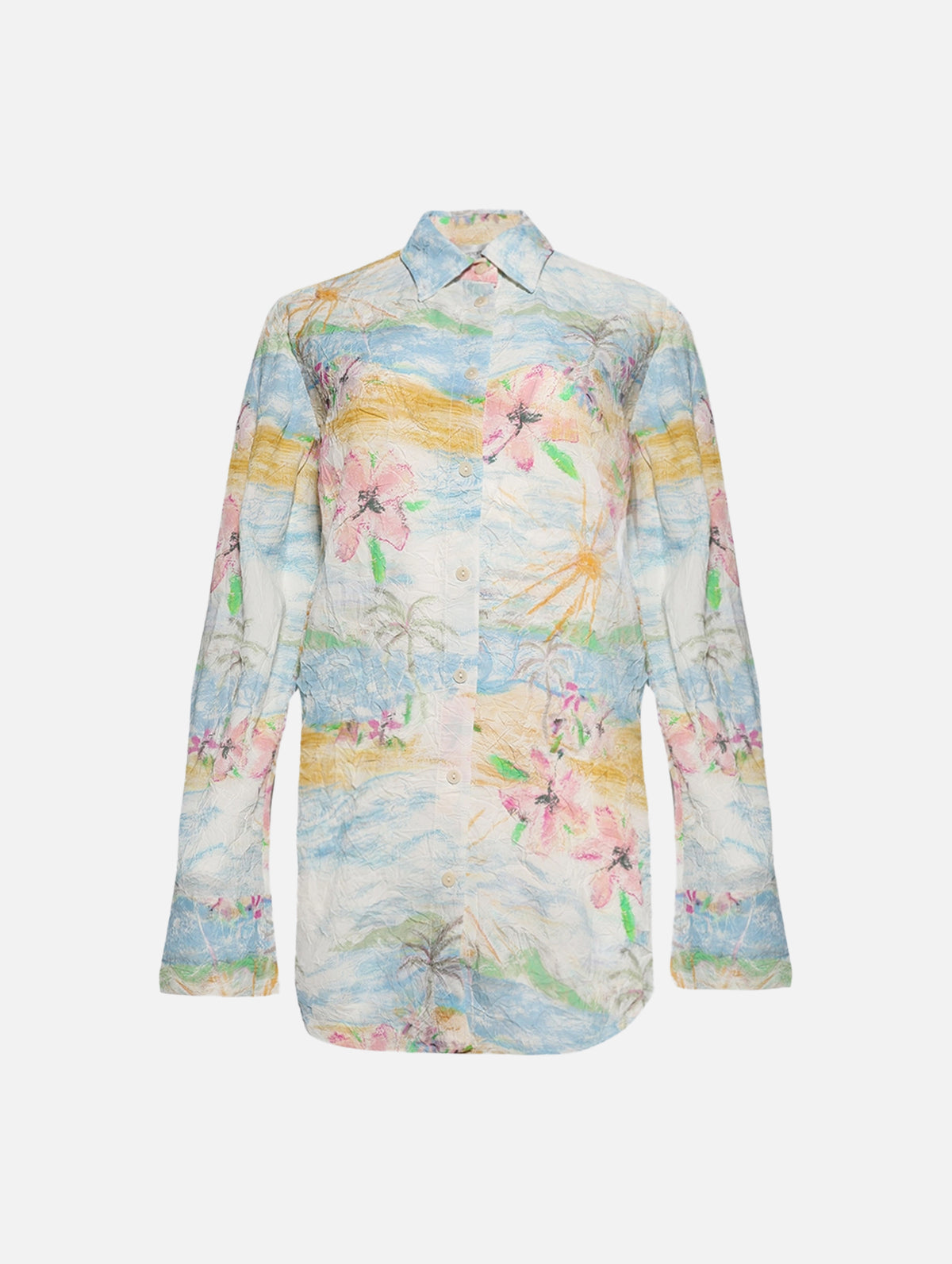 Crimped Bahia Shirt In Hibiscus