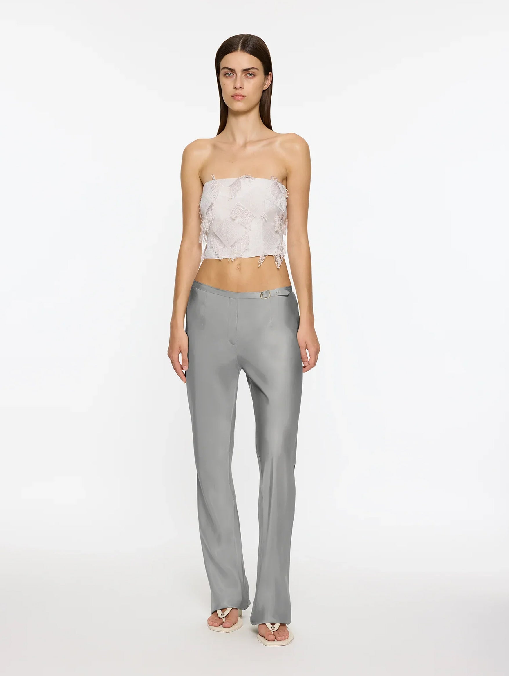 Belted Sleek Pant in Silver