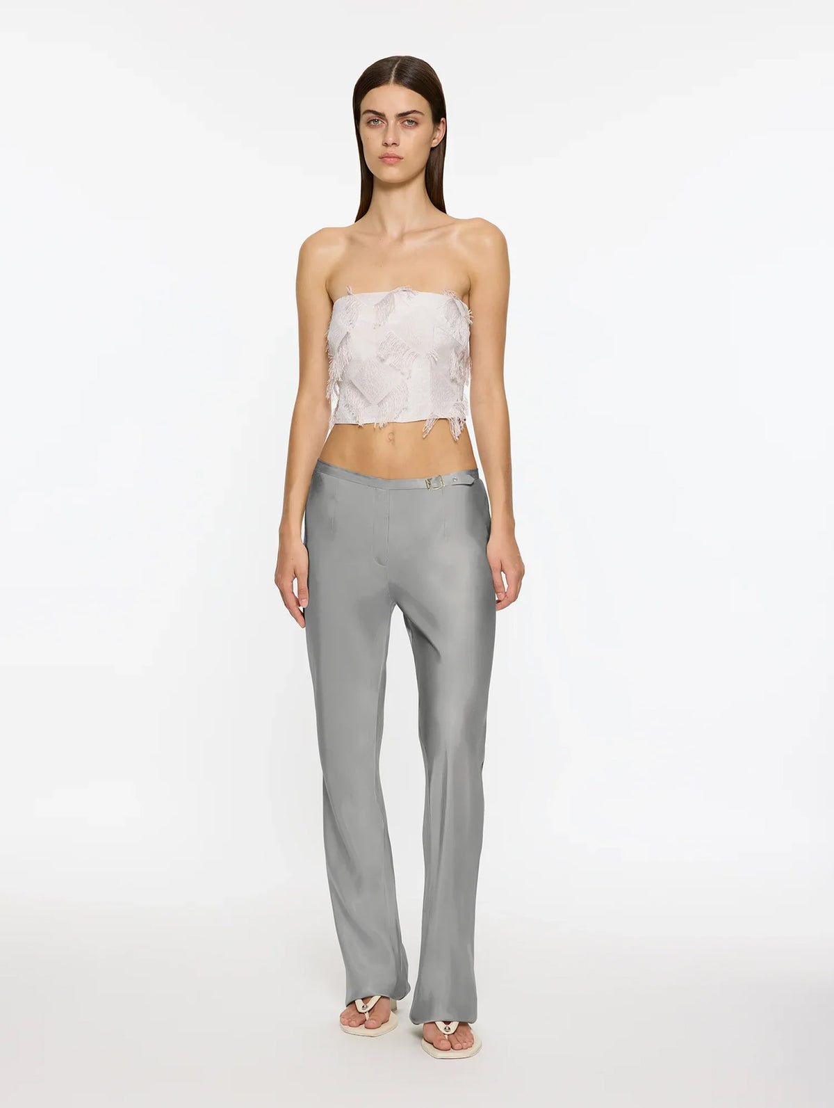 Belted Sleek Pant in Silver