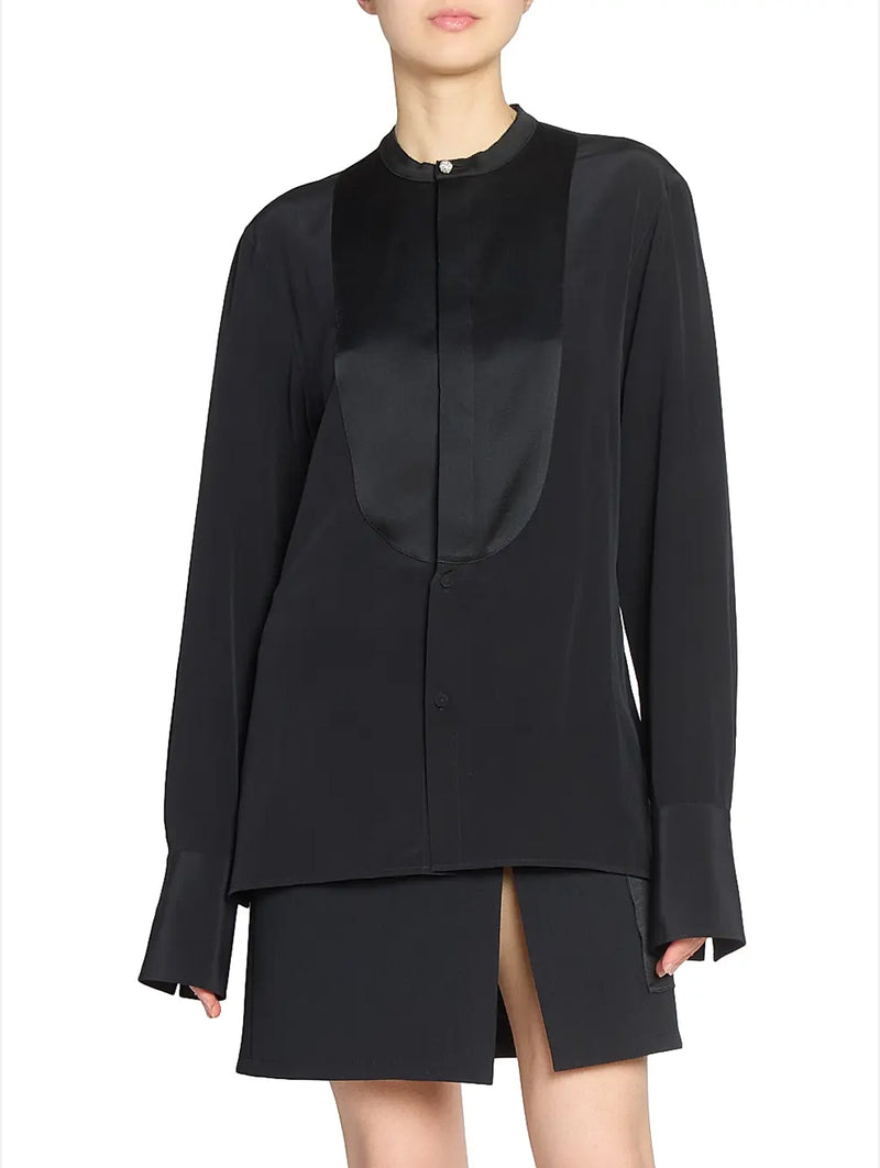 Bib Detail Blouse in Black