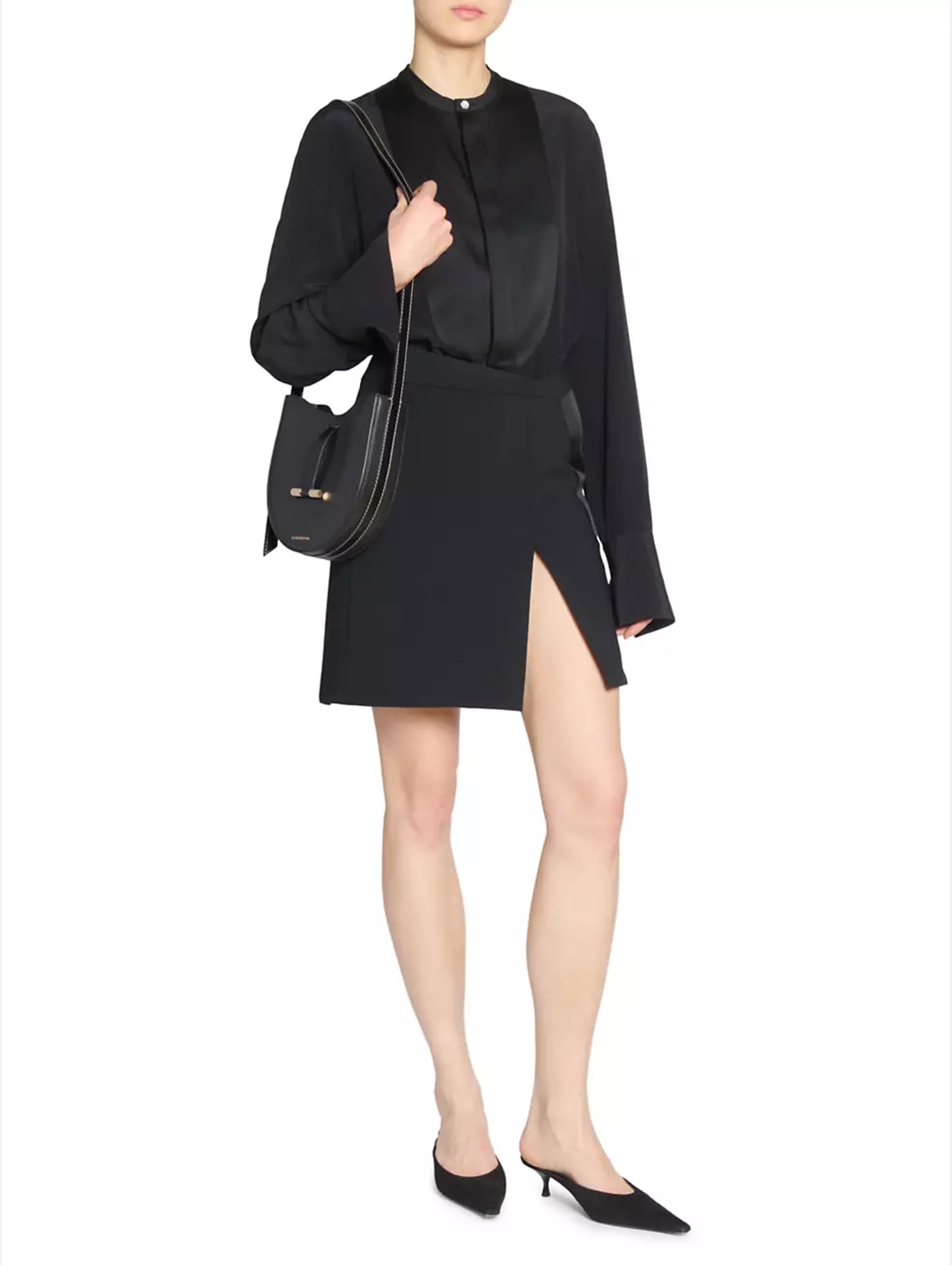 Bib Detail Blouse in Black