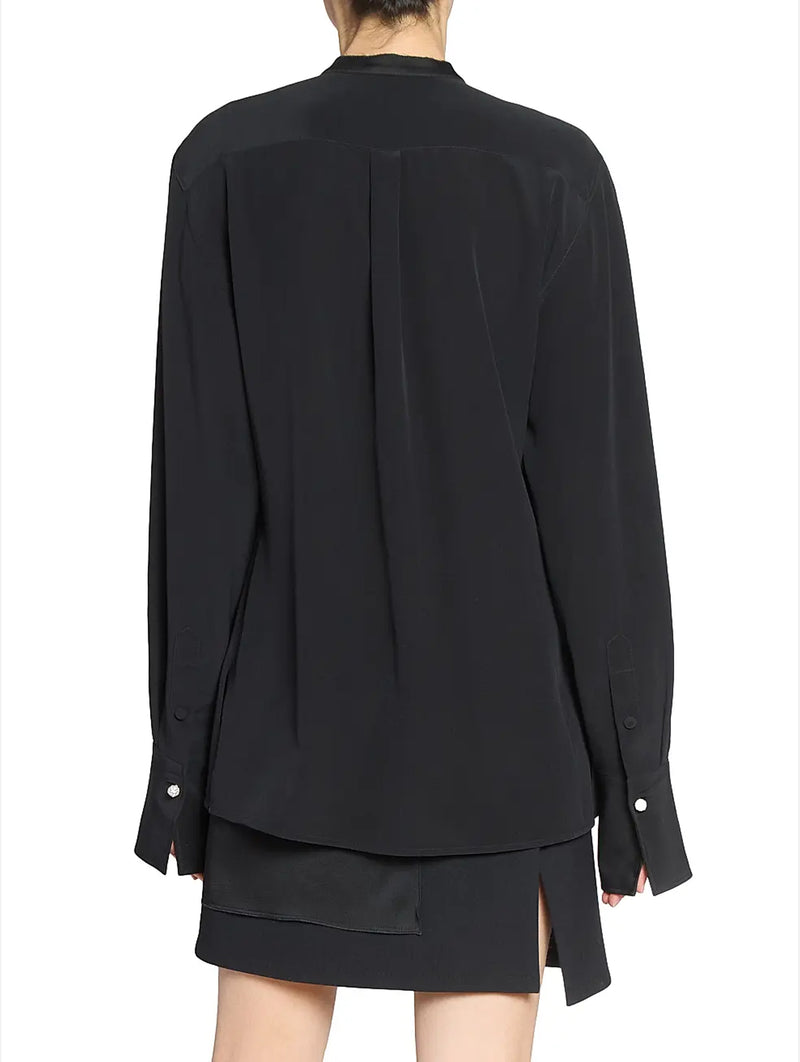 Bib Detail Blouse in Black