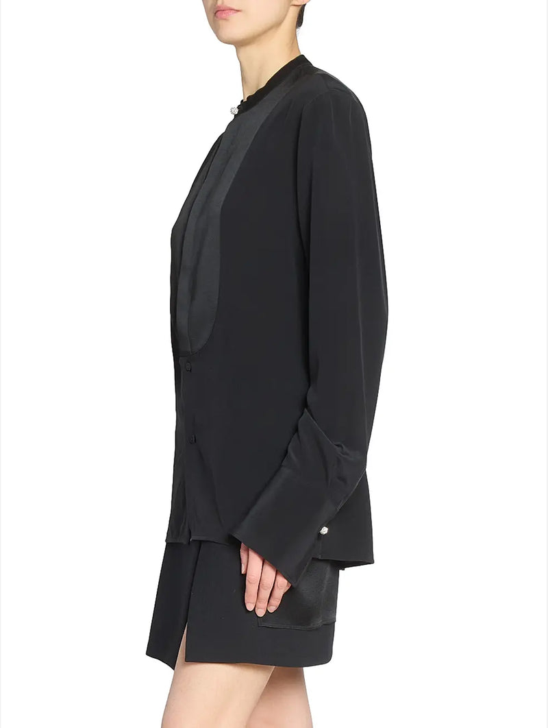 Bib Detail Blouse in Black