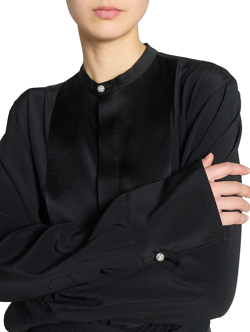 Bib Detail Blouse in Black