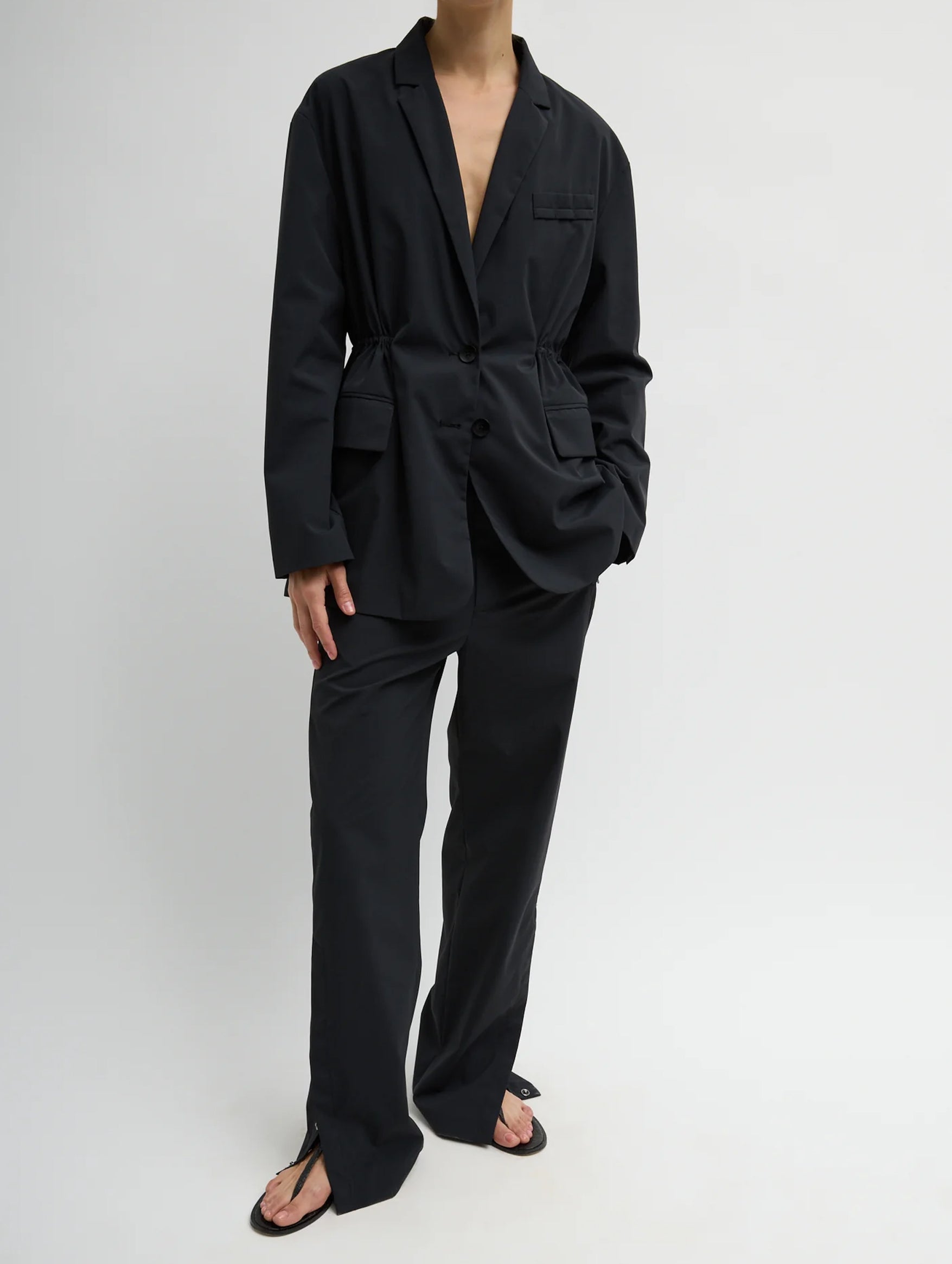 Tech Suiting Anorak Blazer With Zip Off Vest in Black