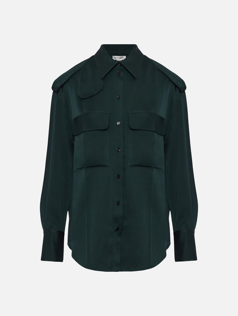 Satin Utility Blouse in Seaweed