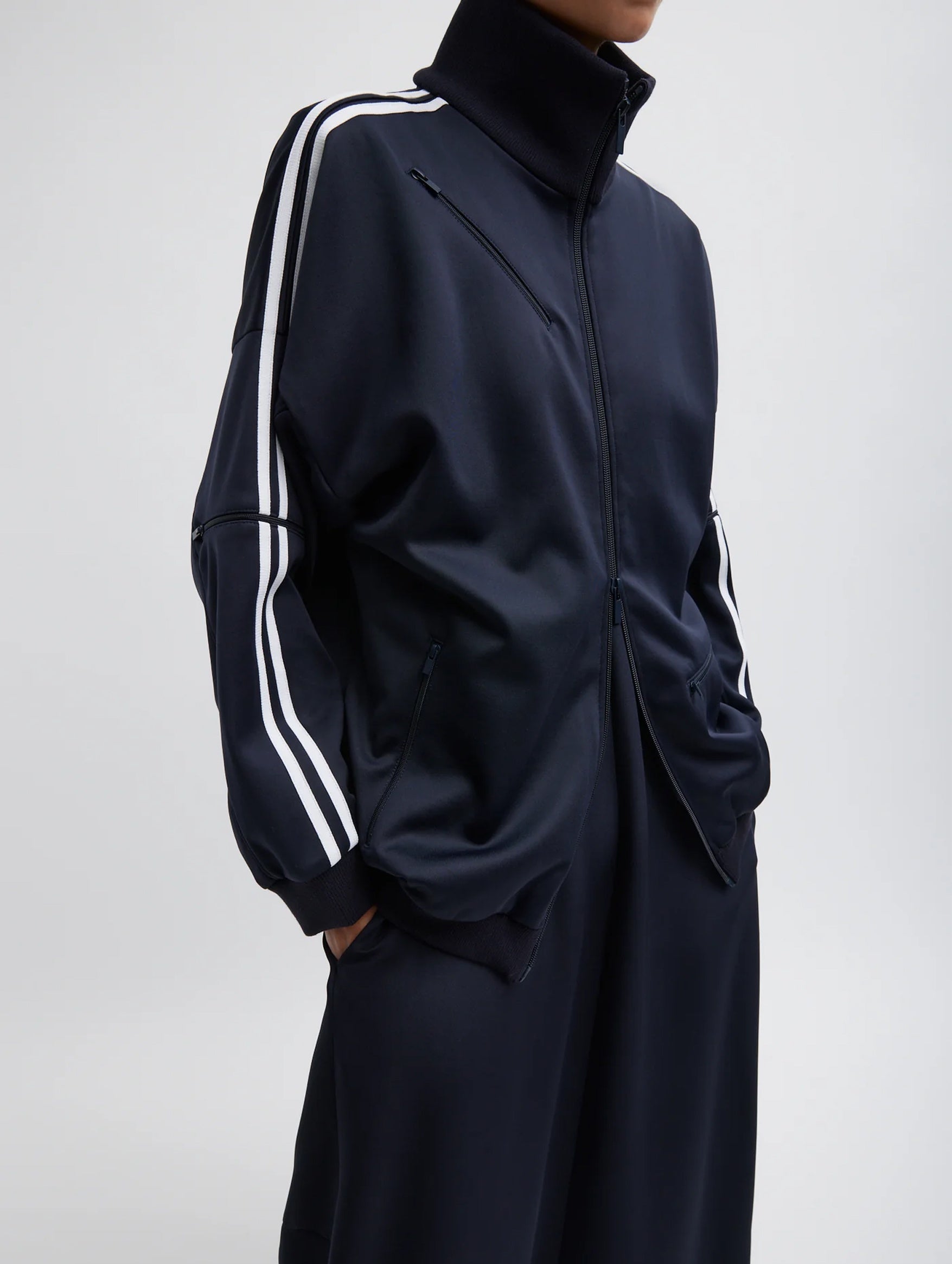 Active Knit Zipper Track Jacket in Navy