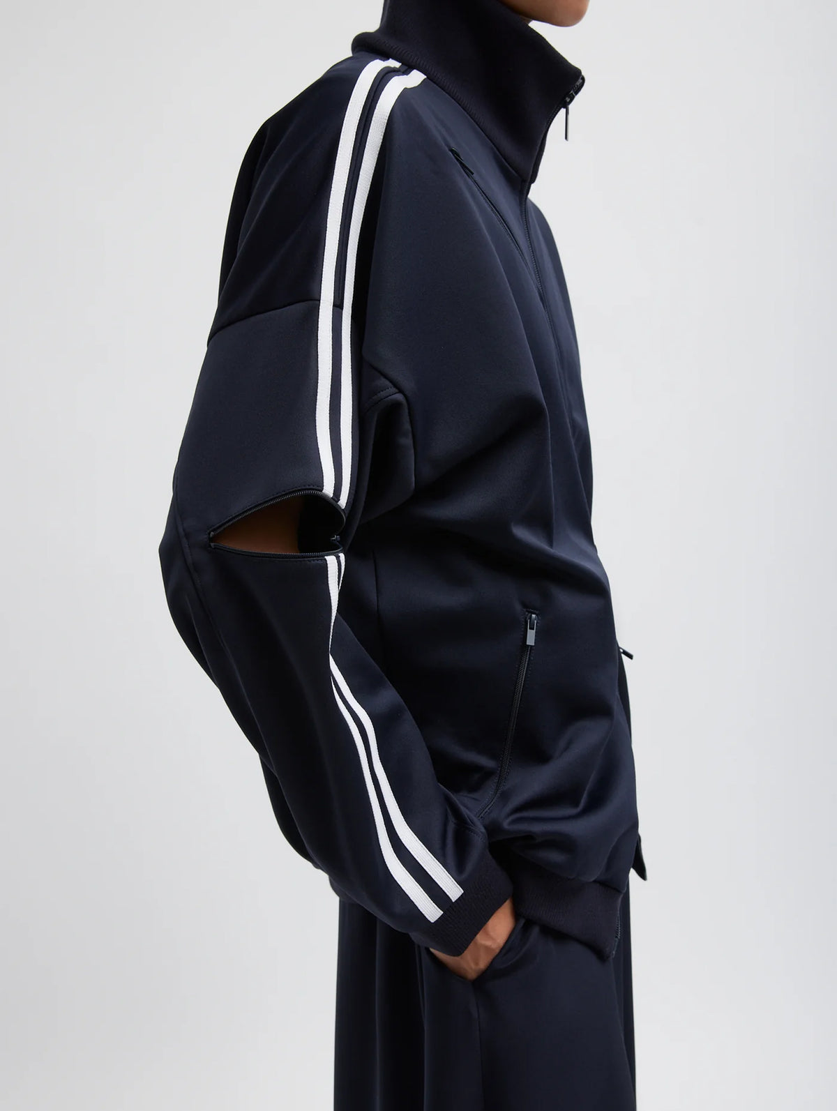 Active Knit Zipper Track Jacket in Navy