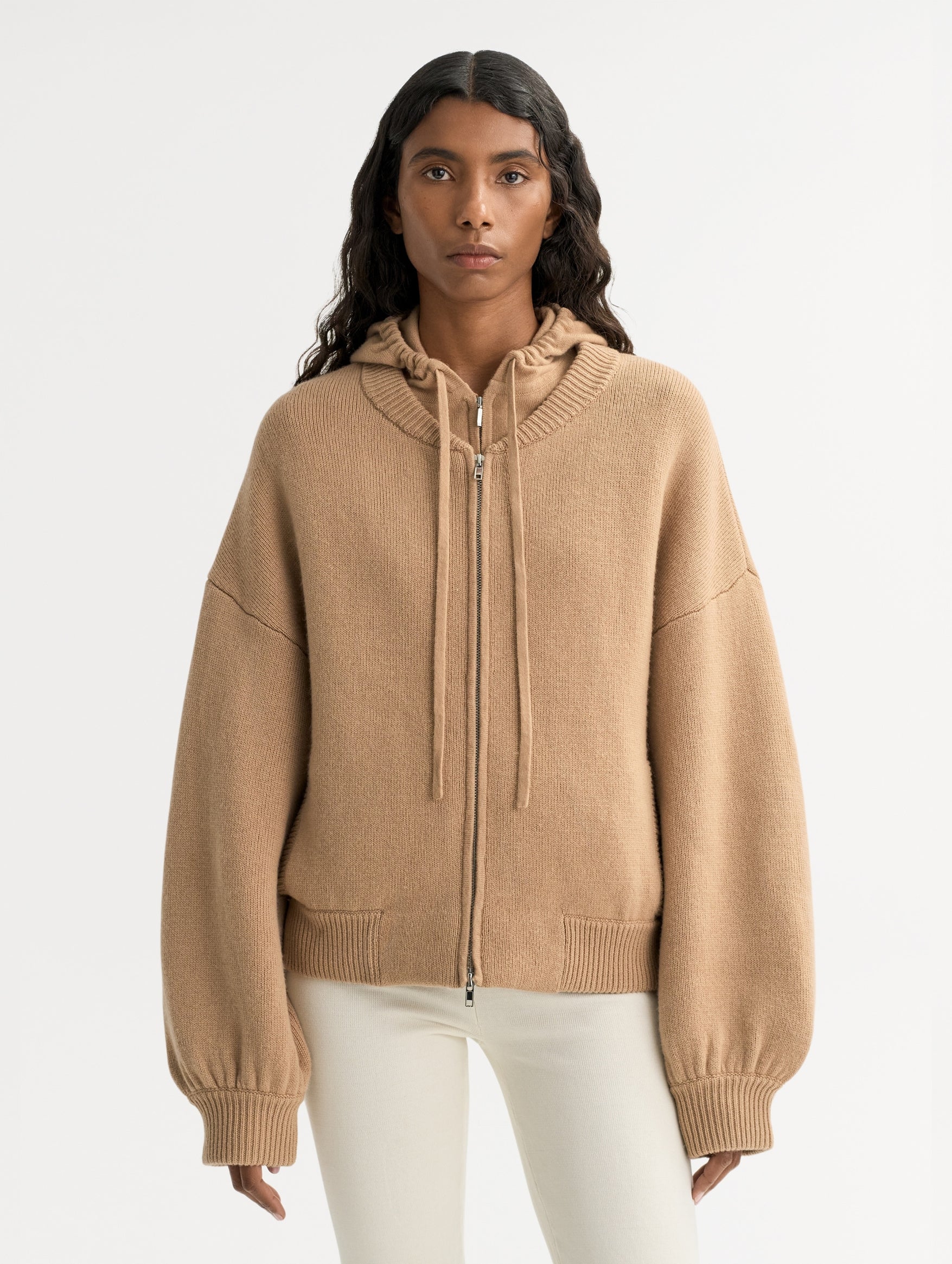 Bomber Cardigan in Camel