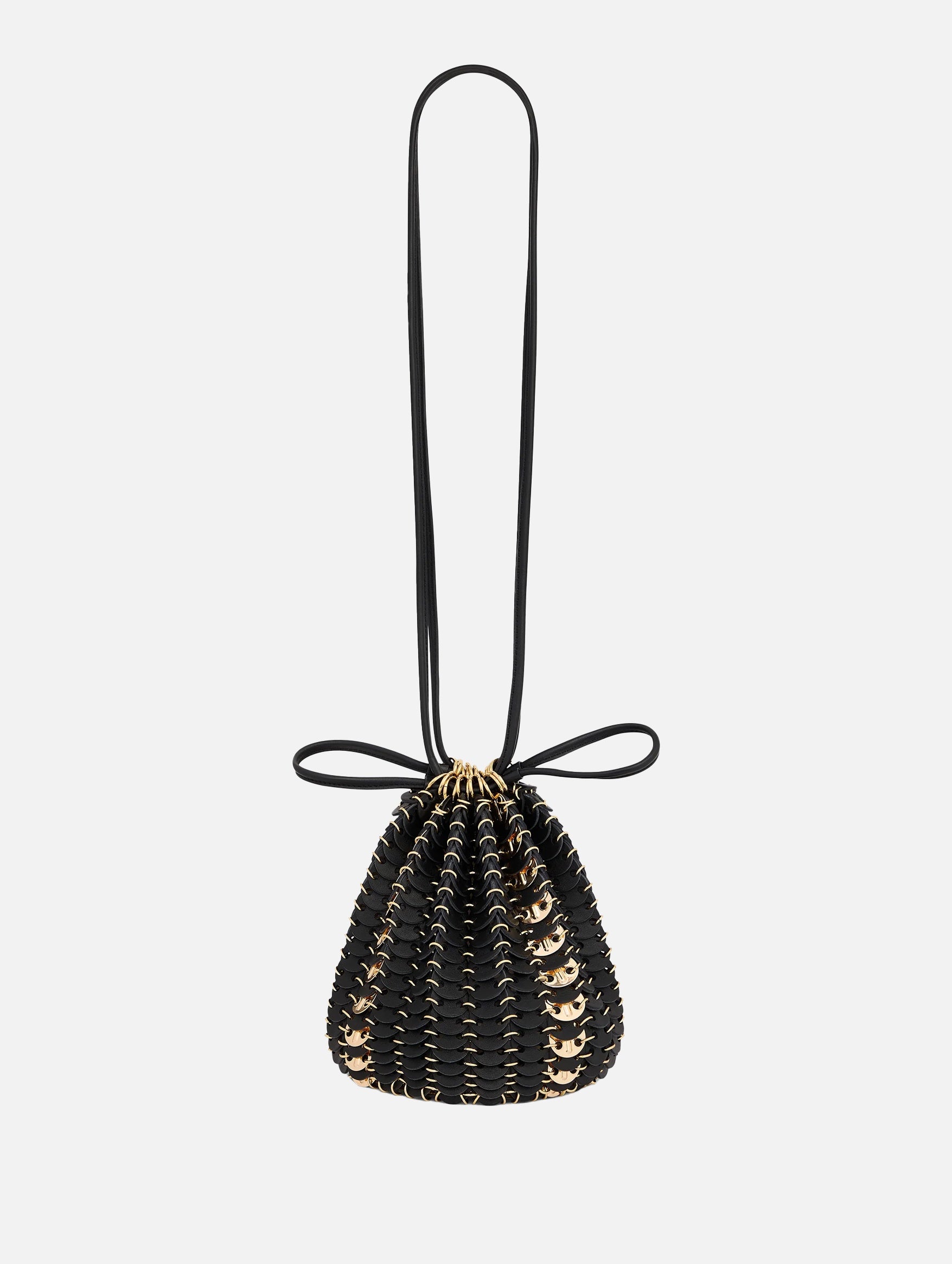 Reversible Bucket Flip Leather Bag in Black and Gold
