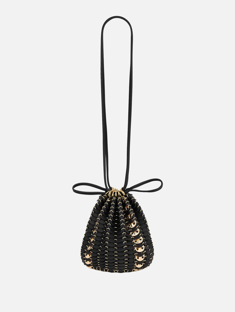 Reversible Bucket Flip Leather Bag in Black and Gold
