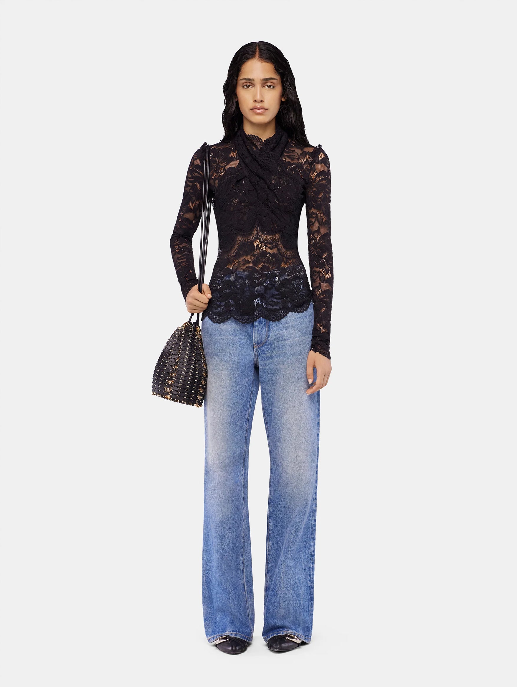 Reversible Bucket Flip Leather Bag in Black and Gold