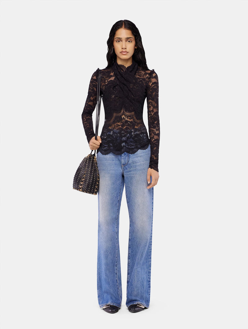 Reversible Bucket Flip Leather Bag in Black and Gold