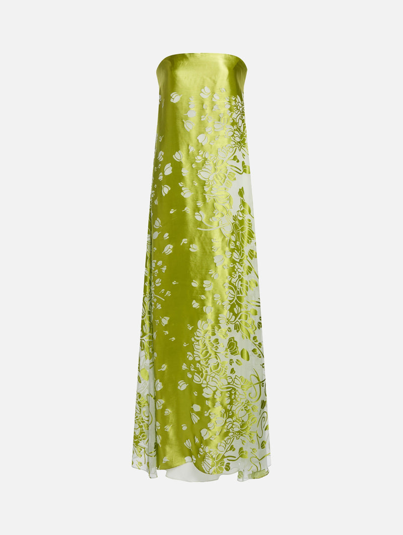 Burnout Strapless Dress in Green