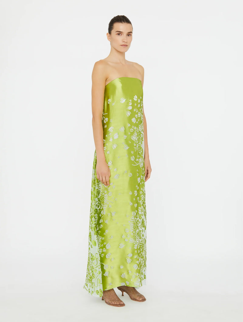 Burnout Strapless Dress in Green