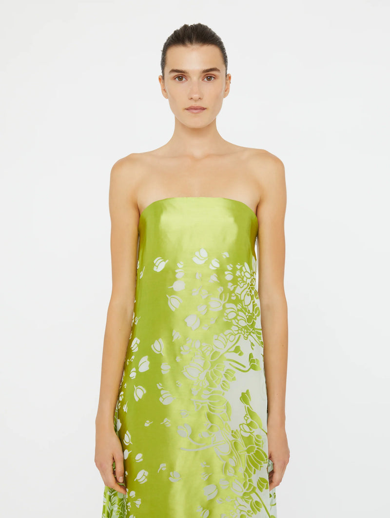Burnout Strapless Dress in Green