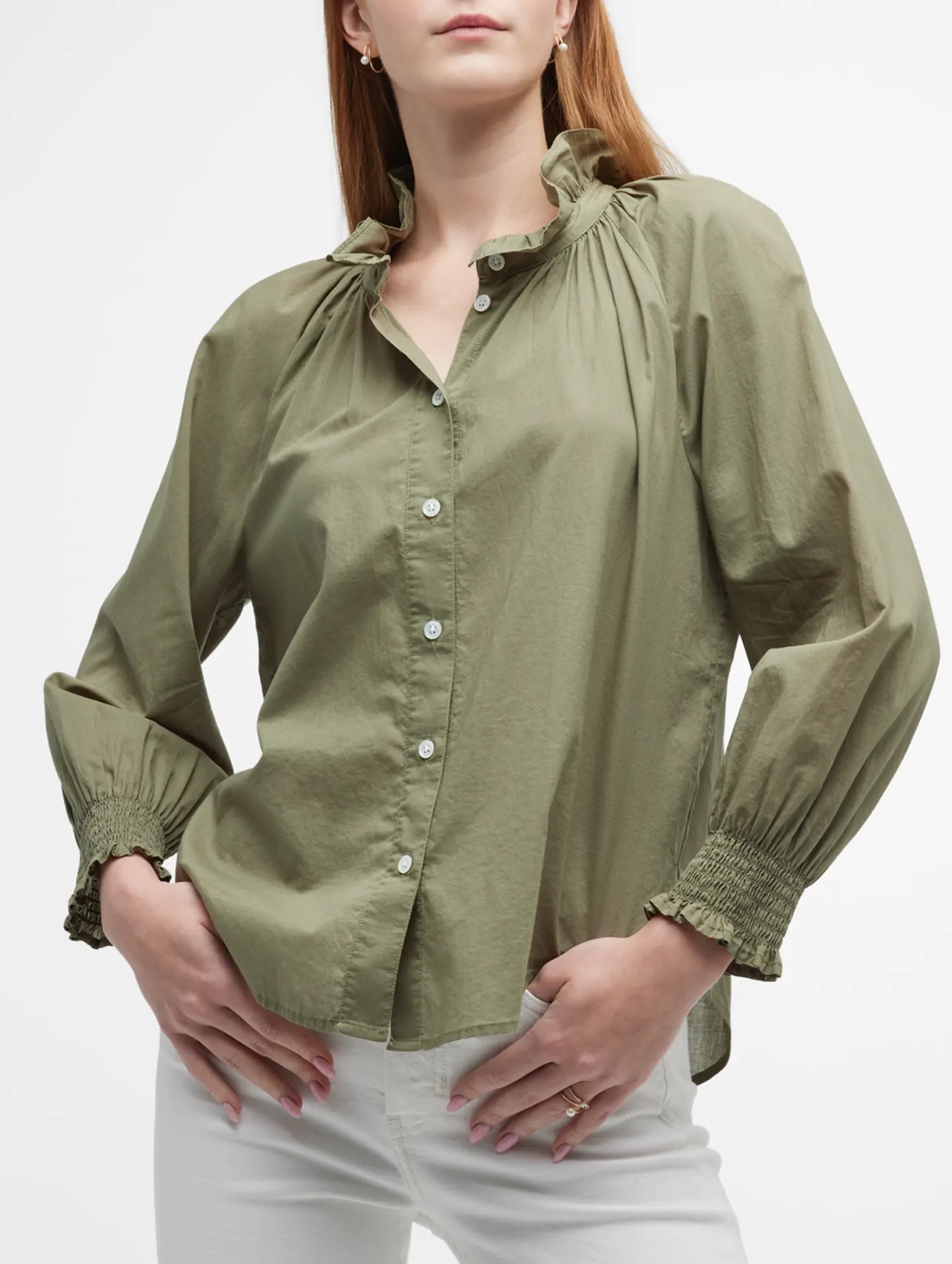Calisto Cotton Shirt in Army Green