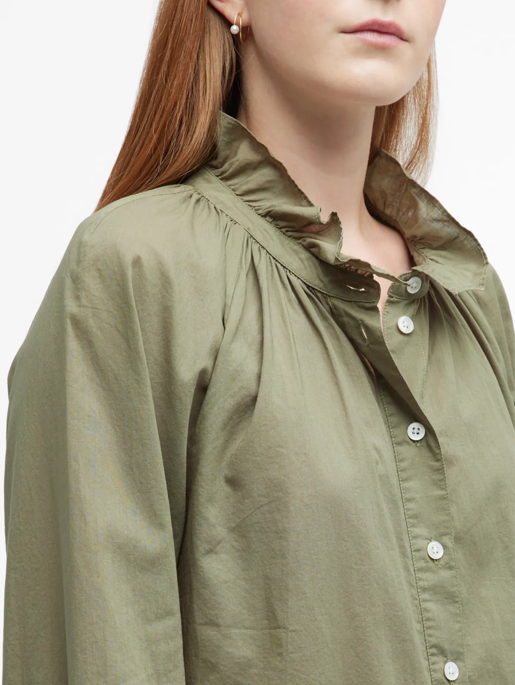 Calisto Cotton Shirt in Army Green
