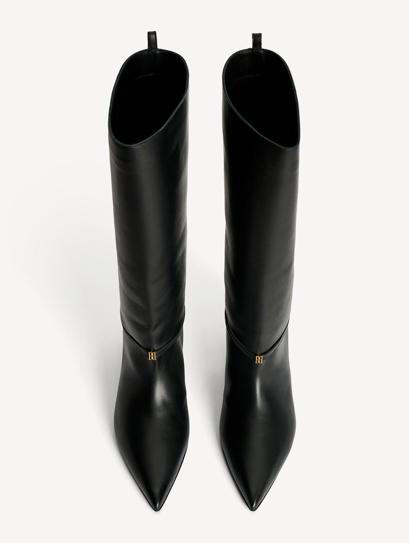 Ceras Knee-High Leather Boots in Black
