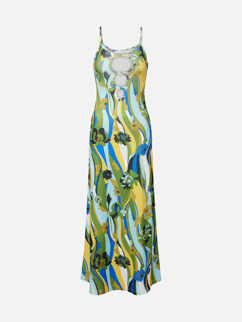 Acidic Floral Linked Chain Rib Dress in Acidic Floral