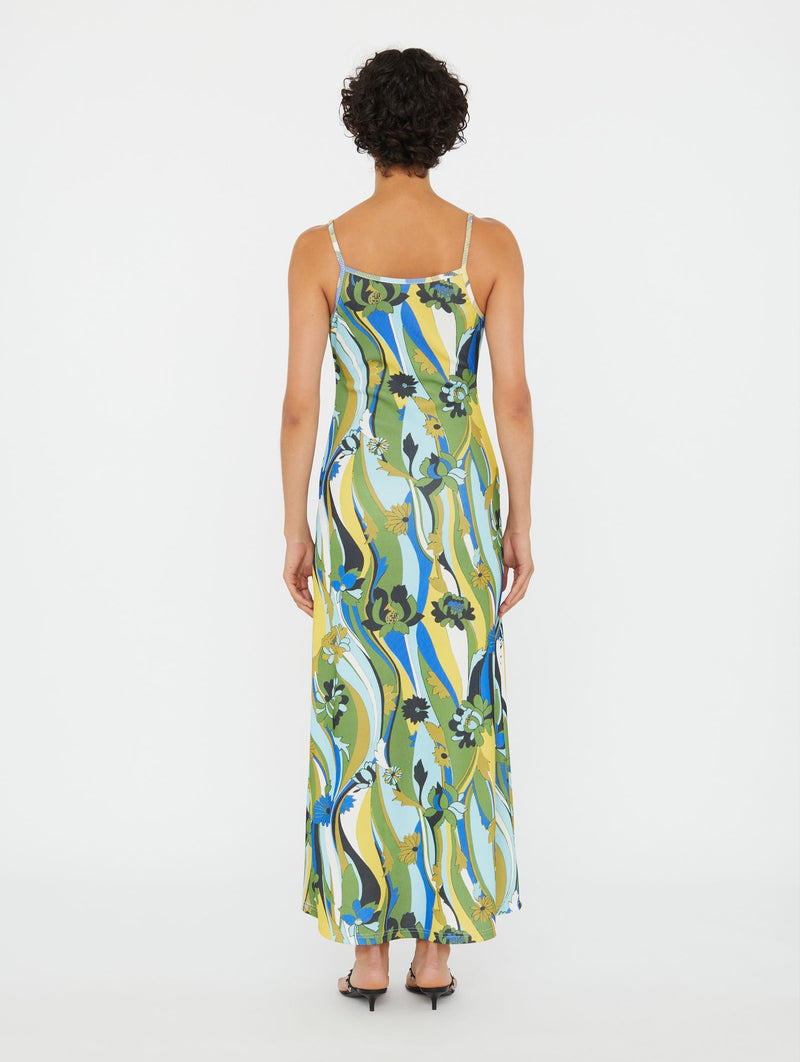 Acidic Floral Linked Chain Rib Dress in Acidic Floral