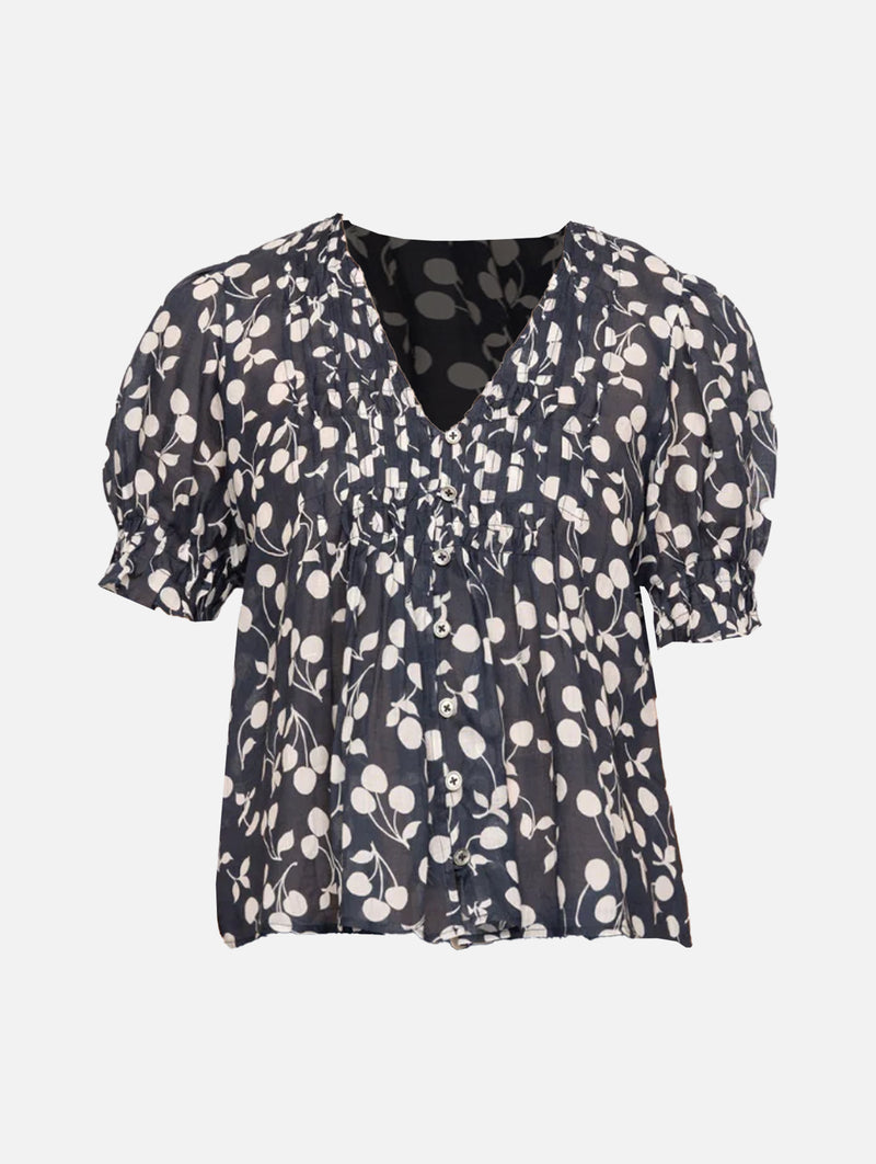 Cheri Print Top in Navy