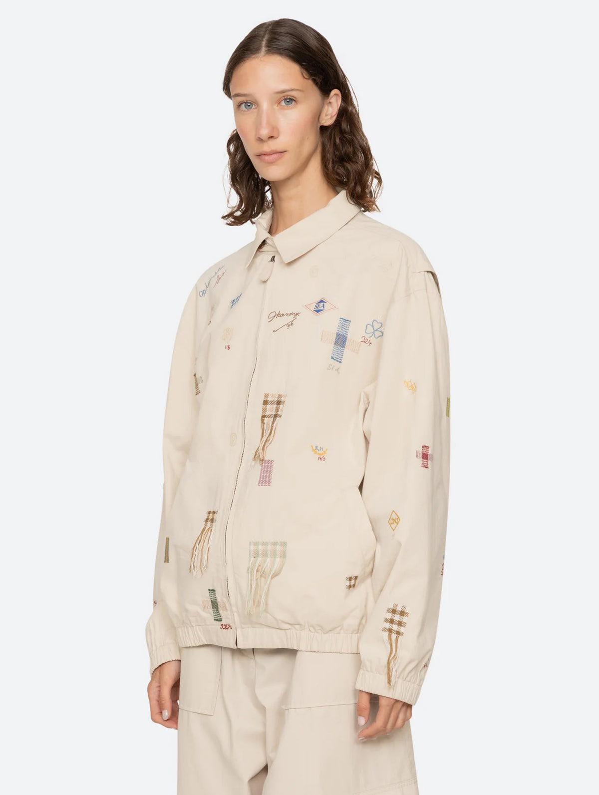 Claira Embroidered Anorak in Stone