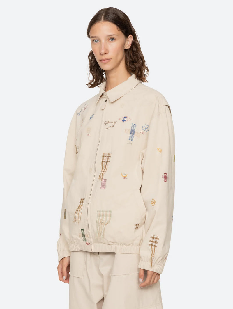 Claira Embroidered Anorak in Stone