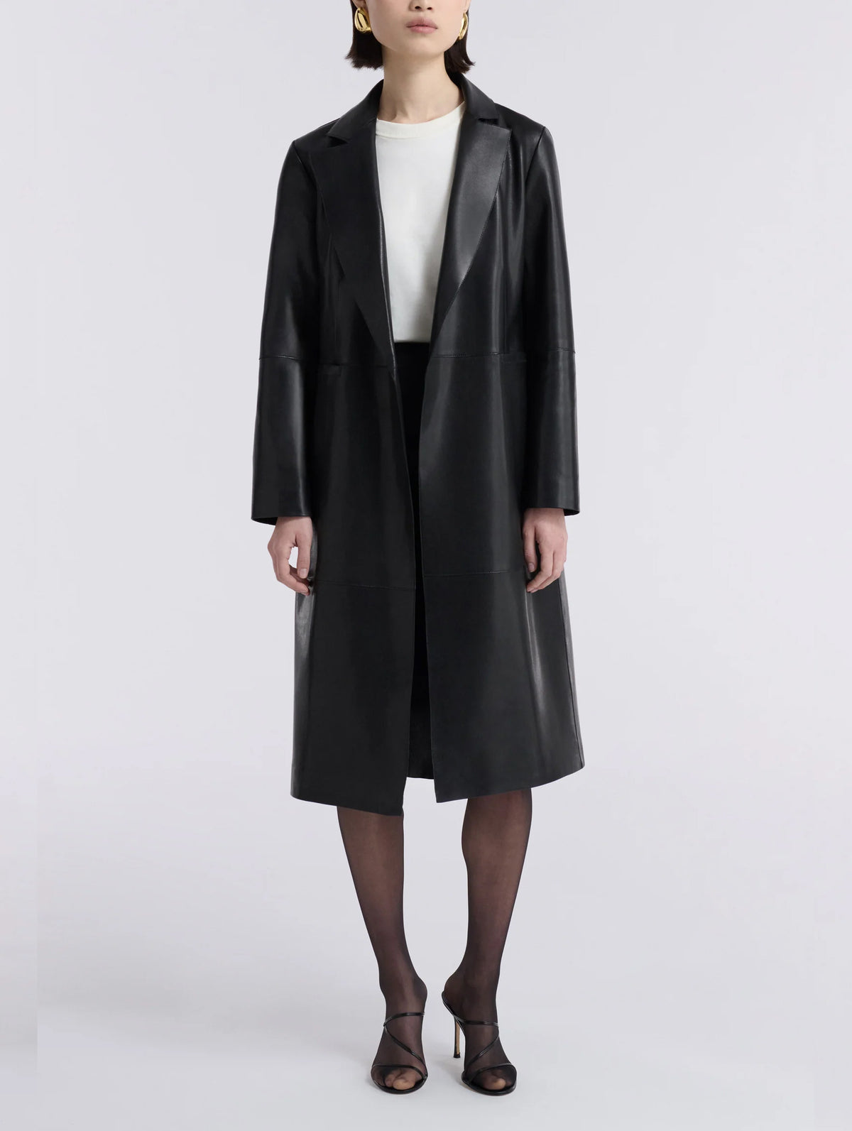 Claude Leather Coat in Noir Classique