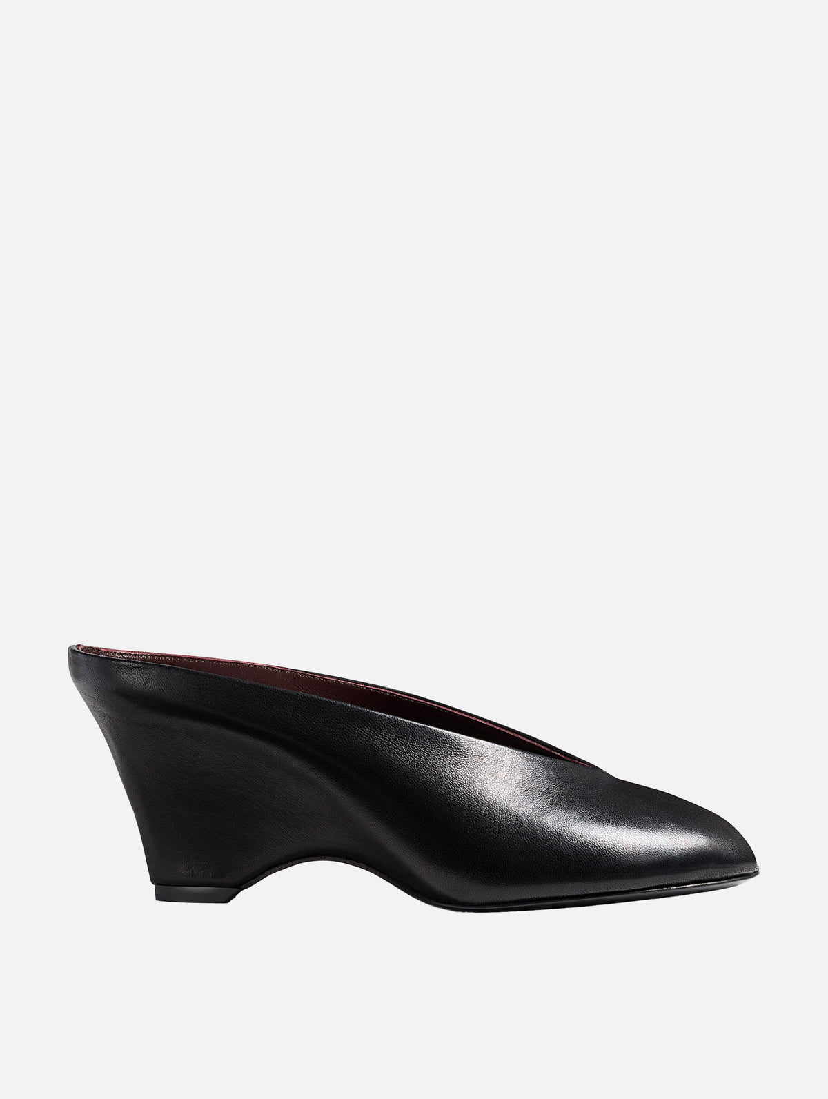 Cloak Peep Toe Leather Mule in Black
