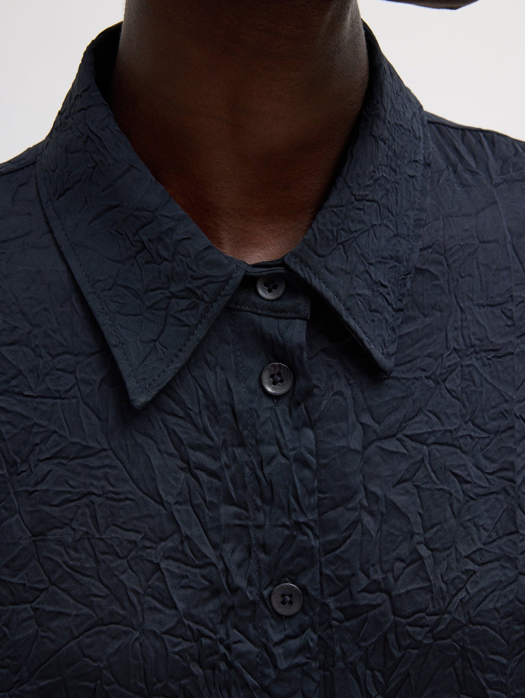 Crinkle Shirting Oversized Shirt in Midnight Navy