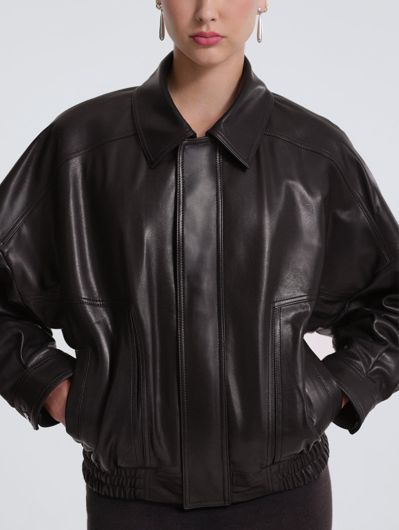 Dalma Leather Jacket in Dark Chocolate
